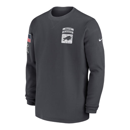 Buffalo Bills Nike Salute to Service Crewneck Sweatshirt In Grey - Front View