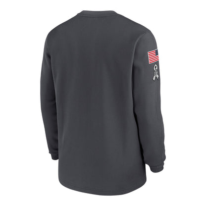 Buffalo Bills Nike Salute to Service Crewneck Sweatshirt In Grey - Back View