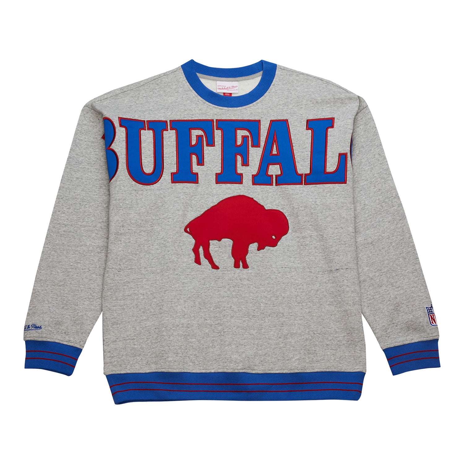 Buffalo Bills Mitchell & Ness Men's Vintage Satin Sweatshirt In Grey - Front View