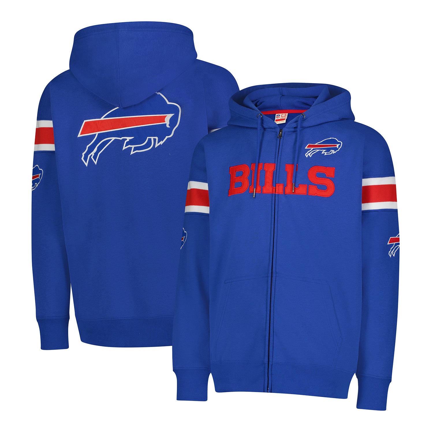 Buffalo Bills Icer Brands Jetfire Wordmark Sweatshirt In Blue - Front & Back View