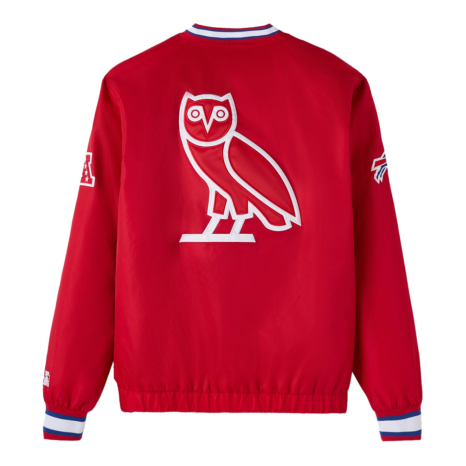 Buffalo Bills OVO x NFL Starter Nylon Popover In Red - Back View