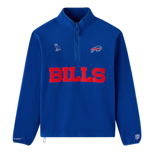 Buffalo Bills OVO x NFL Polartec Polarfleece Mock Neck In Blue - Front View