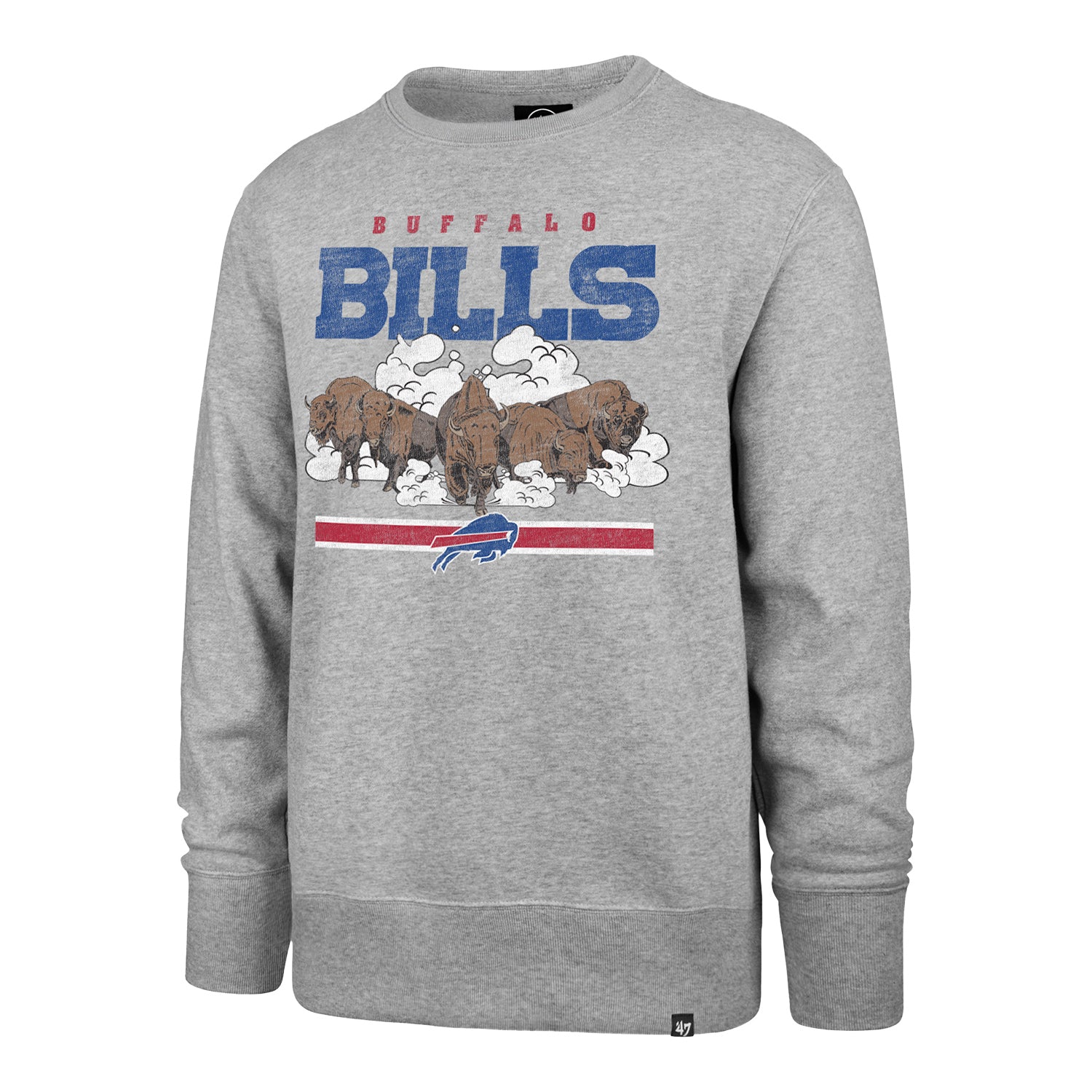 Buffalo Bills '47 Brand Stampede Headline Crewneck Sweatshirt In Grey - Front View