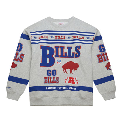 Mitchell & Ness Bills Mafia Large Print Sweater In Grey - Front View