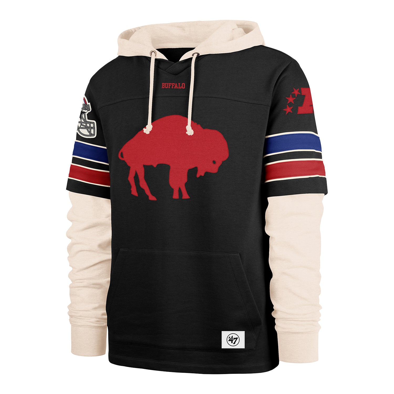 Buffalo Bills Big and Tall Lacer Classic Logo Hoodie - Front View