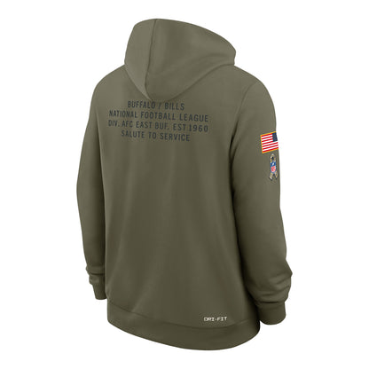 Buffalo Bills Nike 2025 Salute to Service Hooded Sweatshirt In Green - Back View