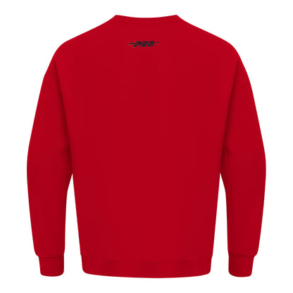 Buffalo Bills Classic Icon Drop Shoulder Crew In Red - Back View