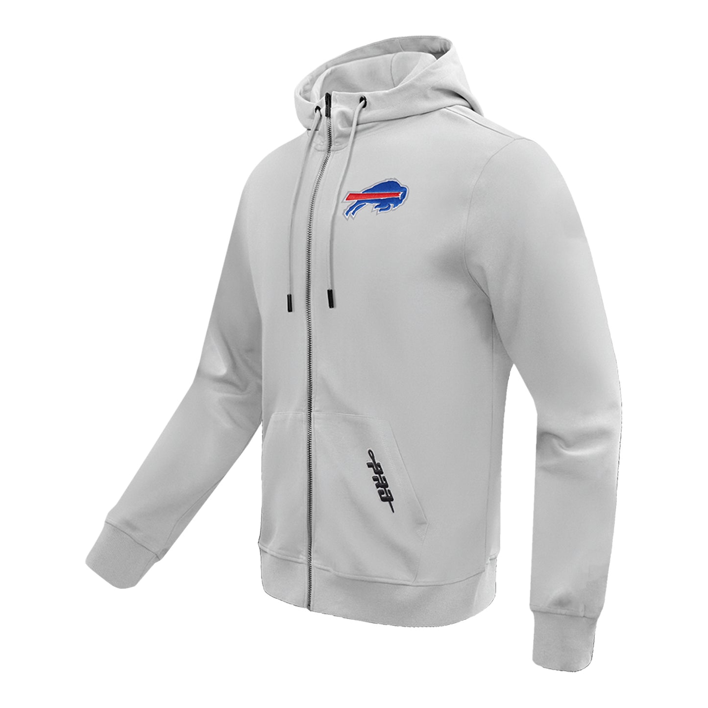 Buffalo Bills Pro Standard Classic Icon Drop Shoulder Full-Zip Sweatshirt In Grey - Angled Front Left View