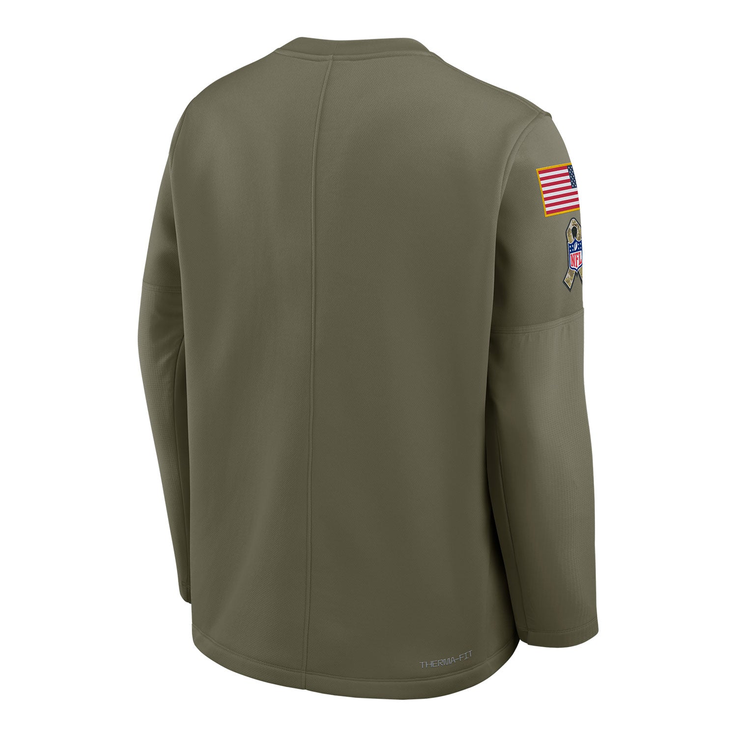 Buffalo Bills Nike 2025 Salute to Service Midweight Crewneck Sweatshirt In Green - Back View