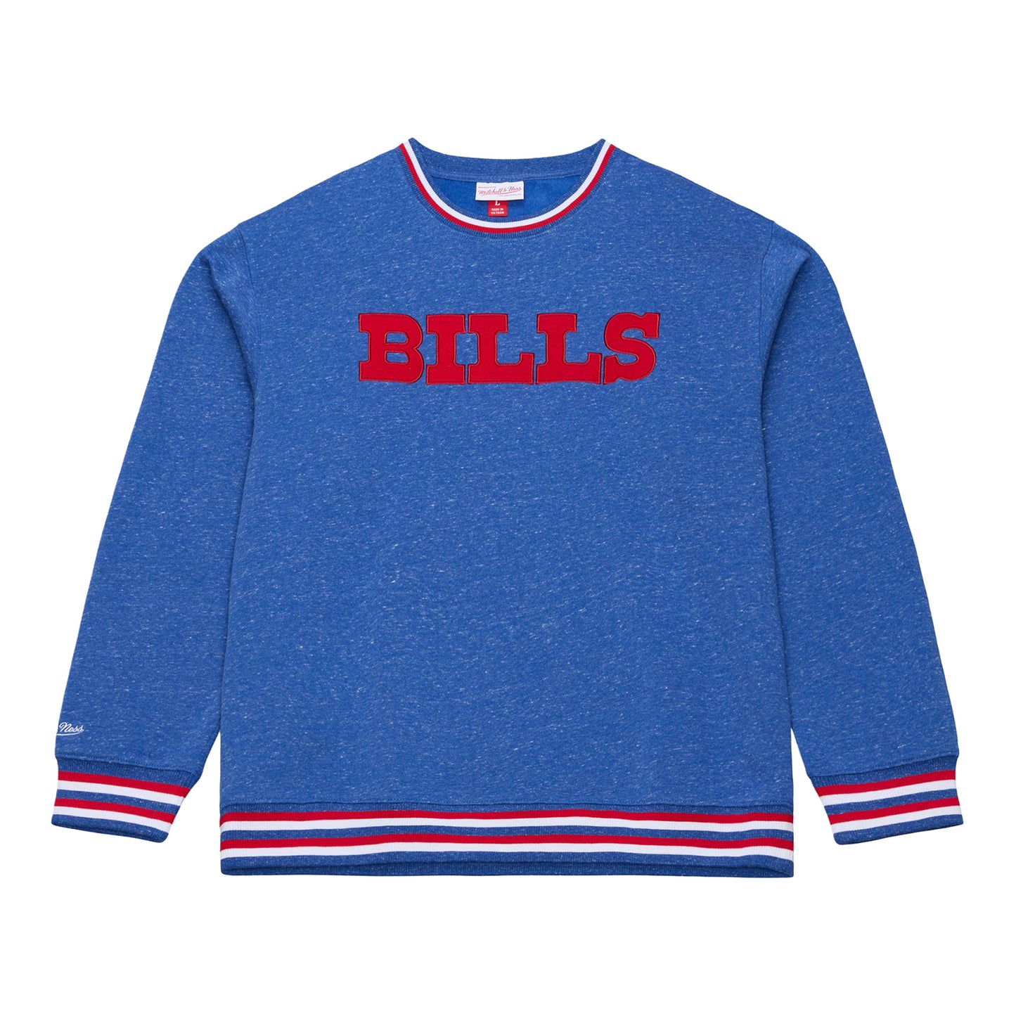 Buffalo Bills Mitchell & Ness Winning Streak Fleece Crew In Blue - Front view
