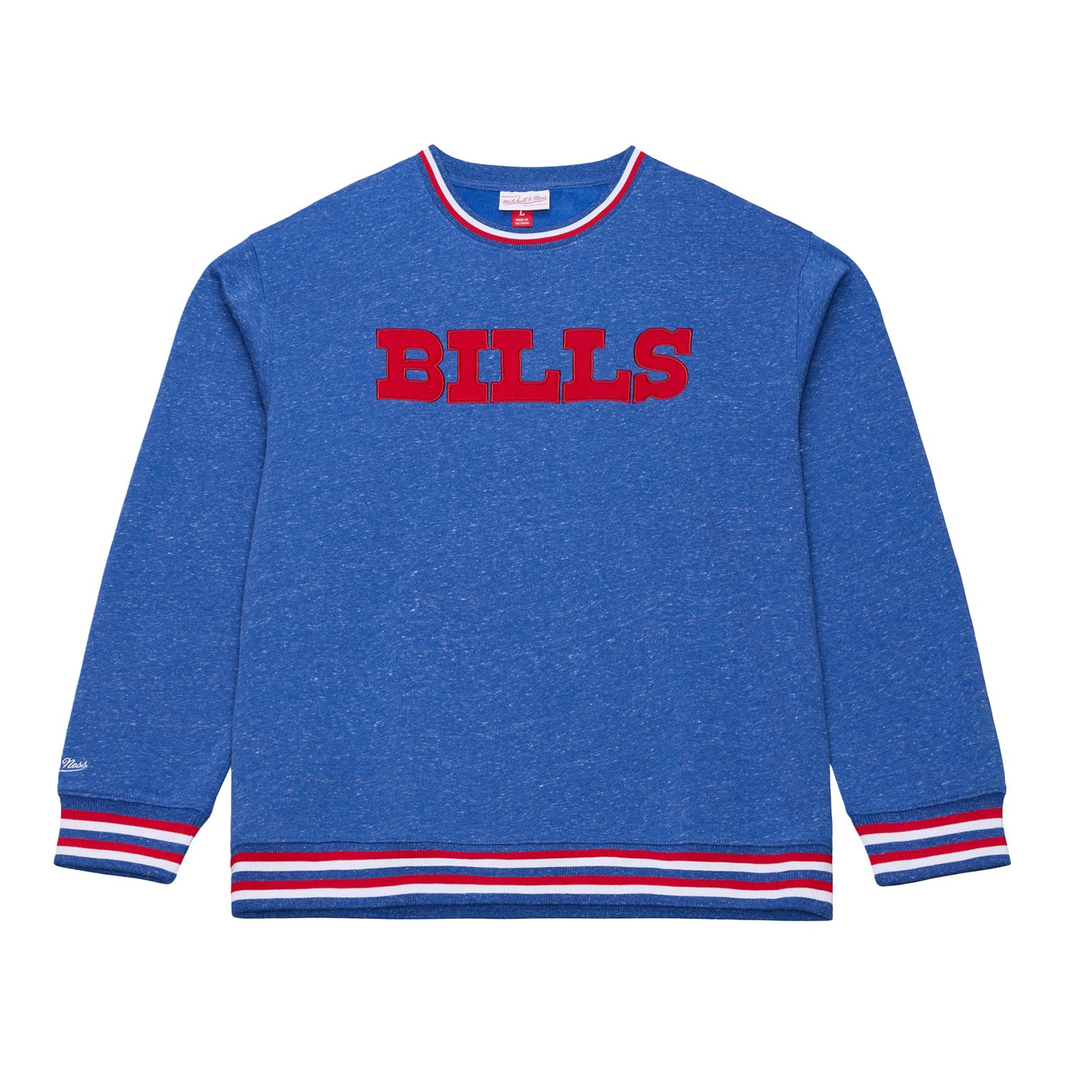 Buffalo Bills Mitchell & Ness Winning Streak Fleece Crew In Blue - Front view