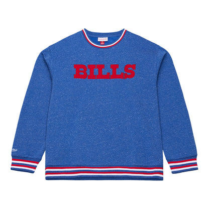 Buffalo Bills Mitchell & Ness Winning Streak Fleece Crew In Blue - Front view