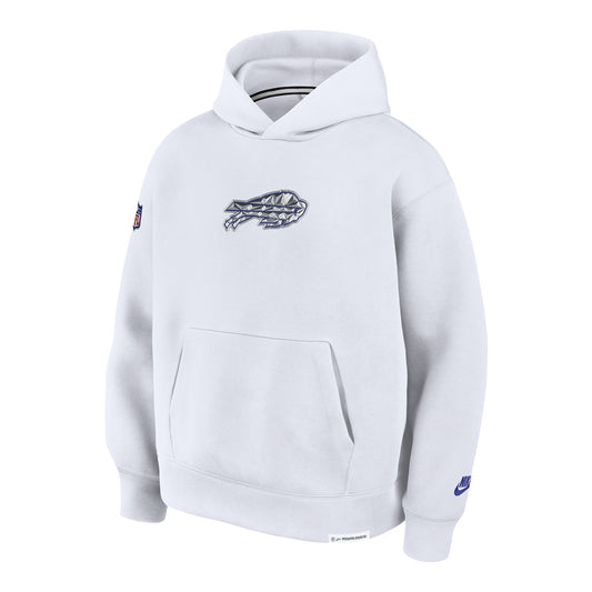 Buffalo Bills Nike Elevated Rivalry Pull Over Hoodie In White - Front View