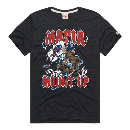 Buffalo Bills Homage Mafia Mount Up T-Shirt In Black - Front View