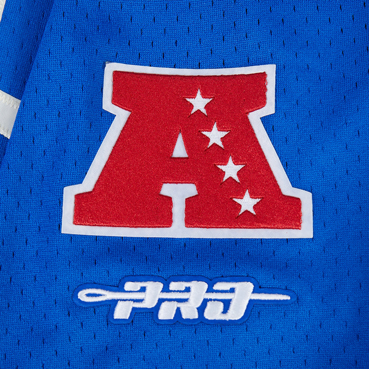 Buffalo Bills Pro Standard Farewell Season Baseball Jersey In Blue - Zoom View On Left Sleeve Graphics
