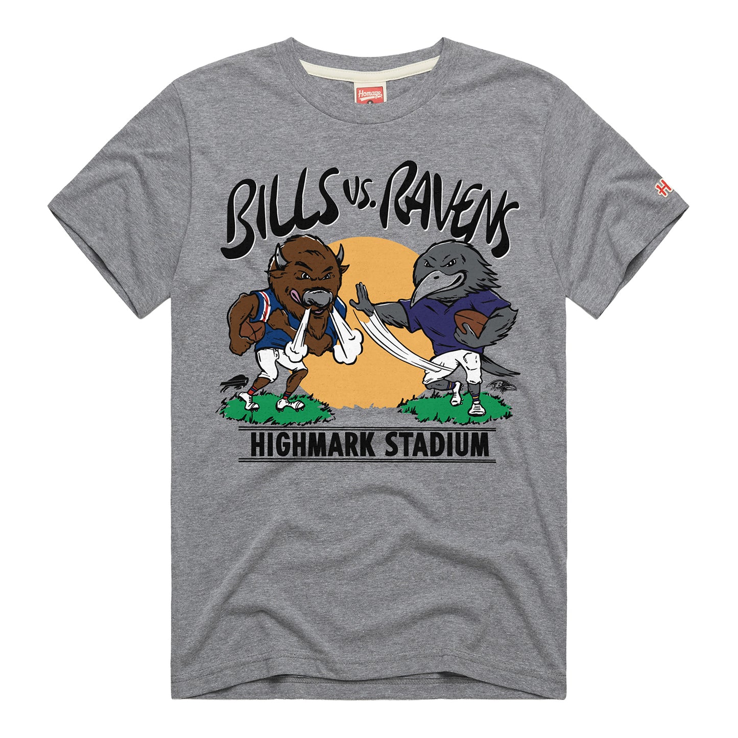Homage Buffalo Bills vs. Baltimore Ravens Match Up T-Shirt In Grey - Front View
