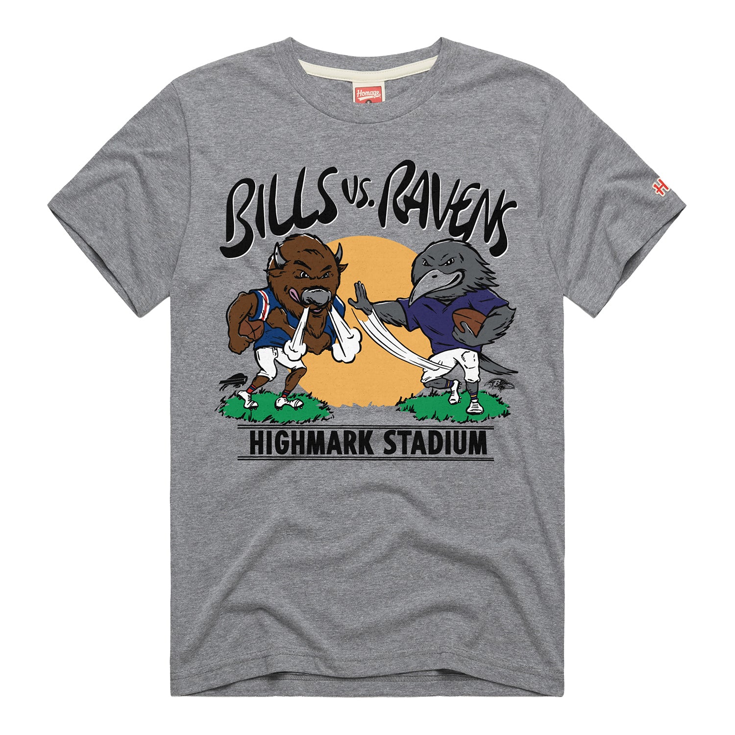 Homage Buffalo Bills vs. Baltimore Ravens Match Up T-Shirt In Grey - Front View