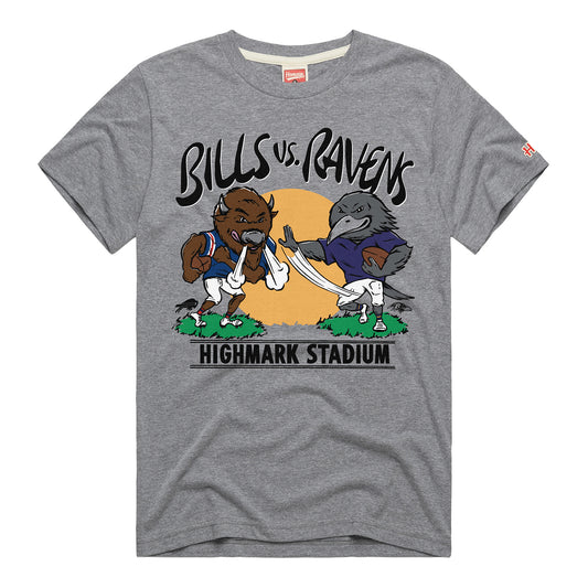 Homage Buffalo Bills vs. Baltimore Ravens Match Up T-Shirt In Grey - Front View
