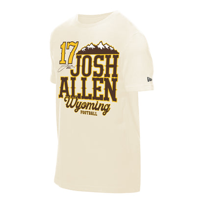 New Era Josh Allen Wyoming Short Sleeve T-Shirt In Cream - Front View 2