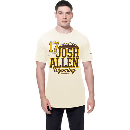 New Era Josh Allen Wyoming Short Sleeve T-Shirt In Cream - Front View