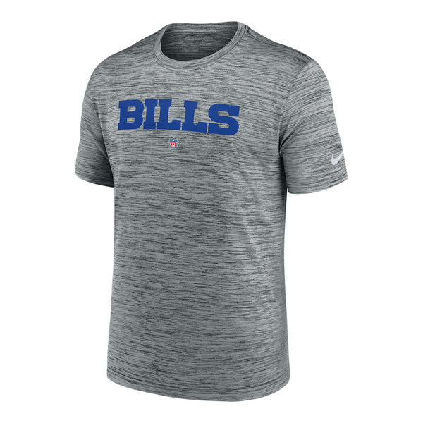 Nike Buffalo Bills Drifit Wordmark Velocity T-Shirt In Grey - Front View