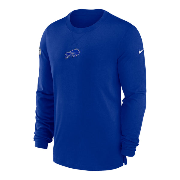 Nike Buffalo Bills Sideline Drifit Player Top Long Sleeve T-Shirt In Blue - Front View
