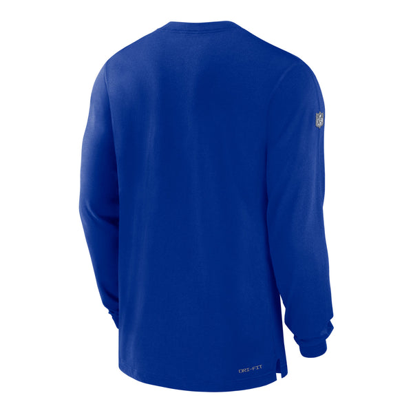 Nike Buffalo Bills Sideline Drifit Player Top Long Sleeve T-Shirt In Blue - Back View