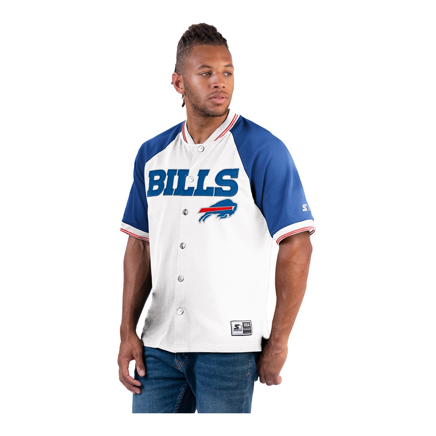 Starter Buffalo Bills Wordmark Button-Up T-Shirt