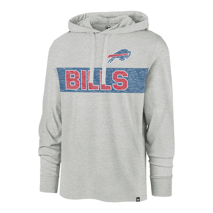 '47 Brand Bills Field Franklin Long Sleeve Hooded T-Shirt In Grey, Red & Blue - Front View