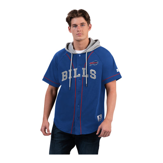 Starter Buffalo Bills Grand Slam Hoodie In Blue - Front View On Model