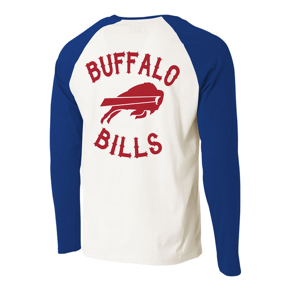 Darius Rucker Buffalo Bills Raglan Long Sleeve T-Shirt In Blue & White - Back View