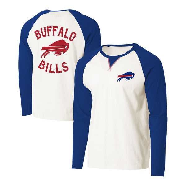 Darius Rucker Buffalo Bills Raglan Long Sleeve T-Shirt In Blue & White - Front & Back View