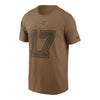 Nike Buffalo Bills 2023 Salute To Service Josh Allen Name & Number T-Shirt In Brown - Front View