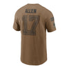 Nike Buffalo Bills 2023 Salute To Service Josh Allen Name & Number T-Shirt In Brown - Back View