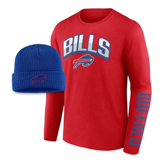 Buffalo Bills T-Shirt & Hat Combo In Red & Blue - Combo Front View