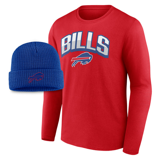 Buffalo Bills T-Shirt & Hat Combo In Red & Blue - Combo Front View