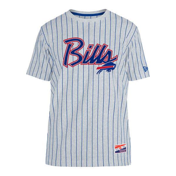 New Era Buffalo Bills Pinstripe T-Shirt In Grey - Front View