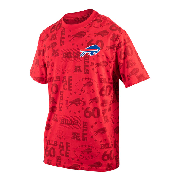 Icer Brands Buffalo Bills All Over T-Shirt In Red - Front View
