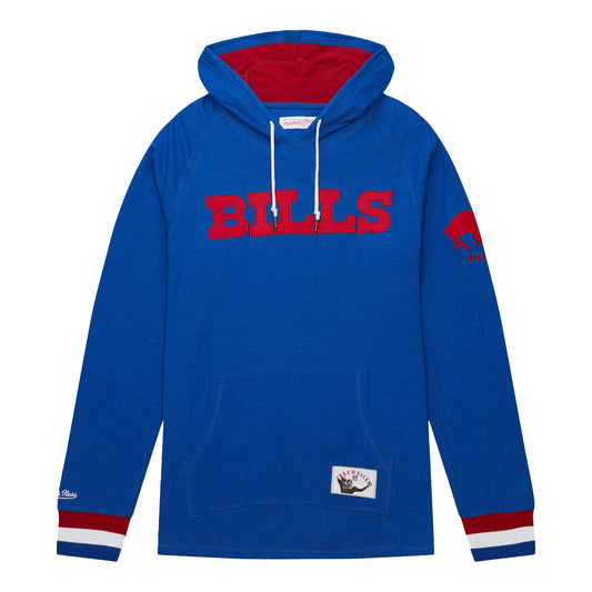 Mitchell & Ness Buffalo Bills Legendary Slub Long Sleeve Hooded T-Shirt In Blue - Front View