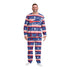 FOCO Buffalo Bills Christmas Pajama Set In Blue, Red & White - Front View On Model