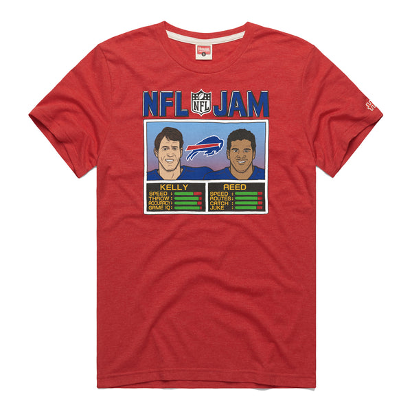 Homage Buffalo Bills Jim Kelly & Andre Reed NFL Jam T-Shirt In Red - Front View