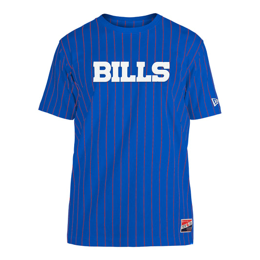 Men's New Era Buffalo Bills Throwback Pinstripe T-shirt In Blue - Front View