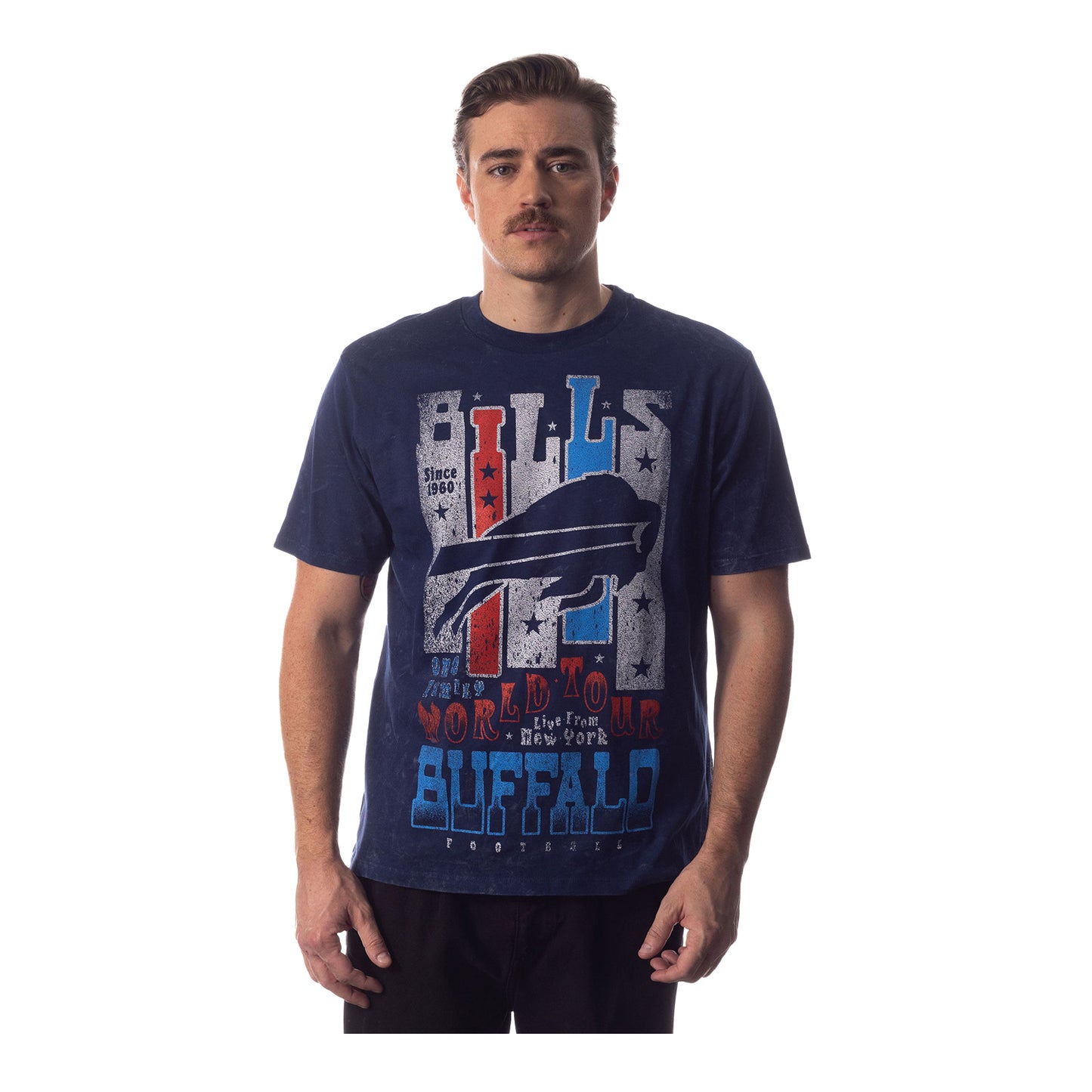 Wild Collective Buffalo Bills Unisex Band T-Shirt In Blue - Front View On Model