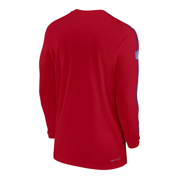 Bills Nike Sideline Coach Top UV Long Sleeve Tee In Red - Back View