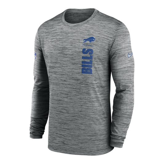 Bills Nike Sideline Velocity Long Sleeve Tee In Grey - Front View