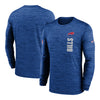 Bills Nike Sideline Velocity Long Sleeve Tee In Blue - Front & Back View