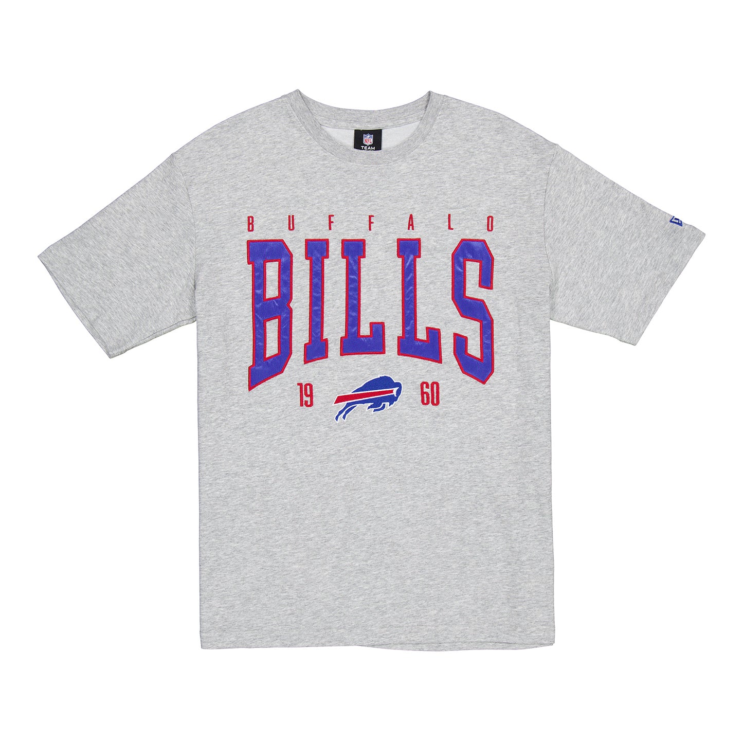 New Era Bills Wordmark Oversized T-Shirt In Grey - Front View