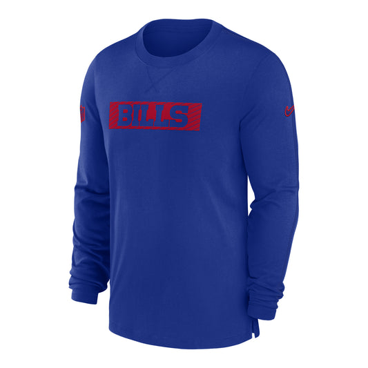 Bills Nike Sideline Short Sleeve Team Long-sleeve T-shirt In Blue - Front View