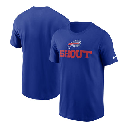 Buffalo Bills Nike Shout T-Shirt In Blue - Front & Back View