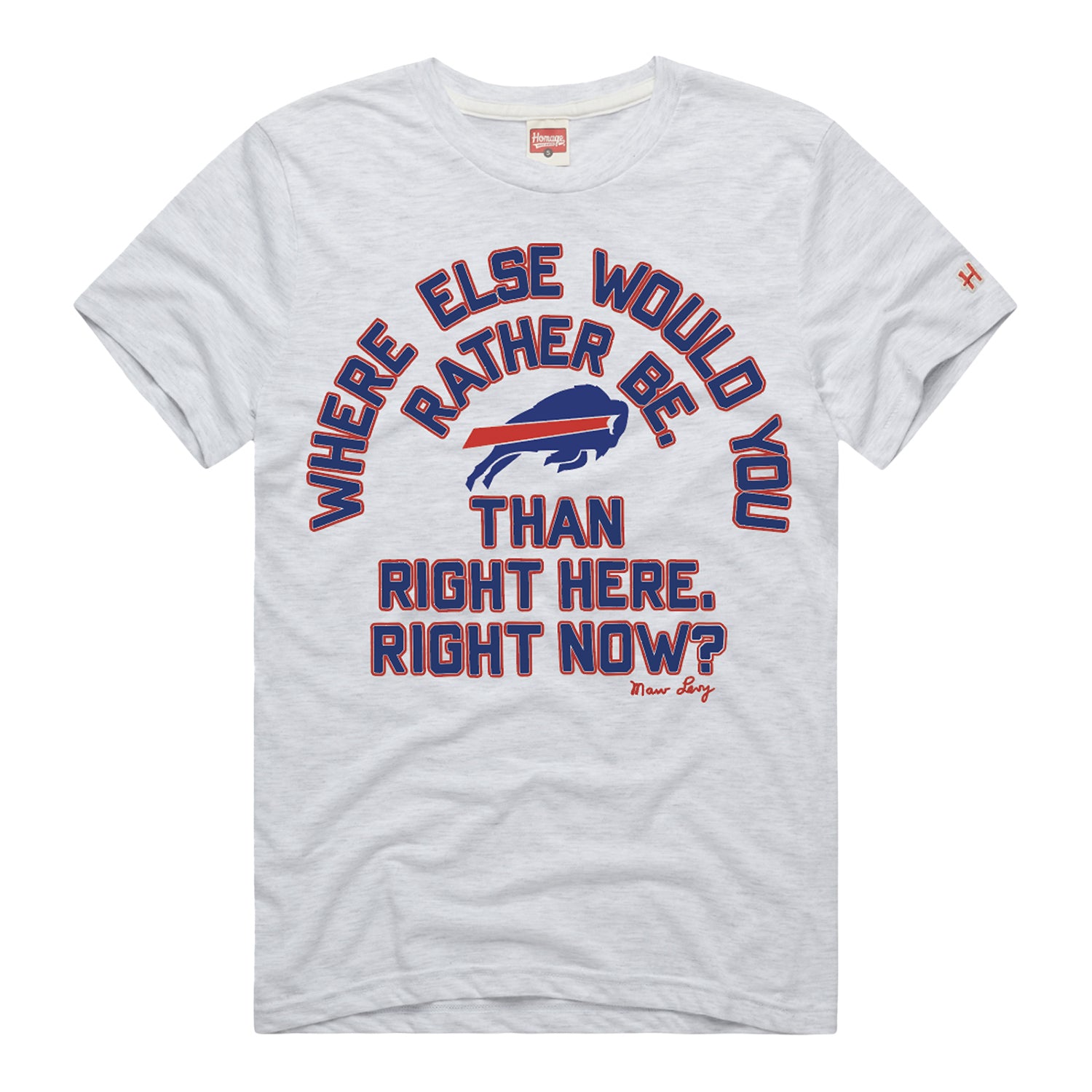 Buffalo Bills Homage Marv Levy Quote T-Shirt In White - Front View